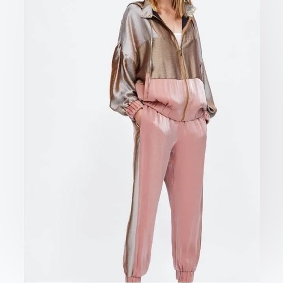 Zara Rose Gold Metallic Joggers - Picture 6 of 9